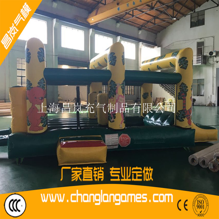 廠家直銷充氣兒童小跳床猴子城堡球池滑梯樂園 inflatable monkey bouncer pool slide combo game for kids